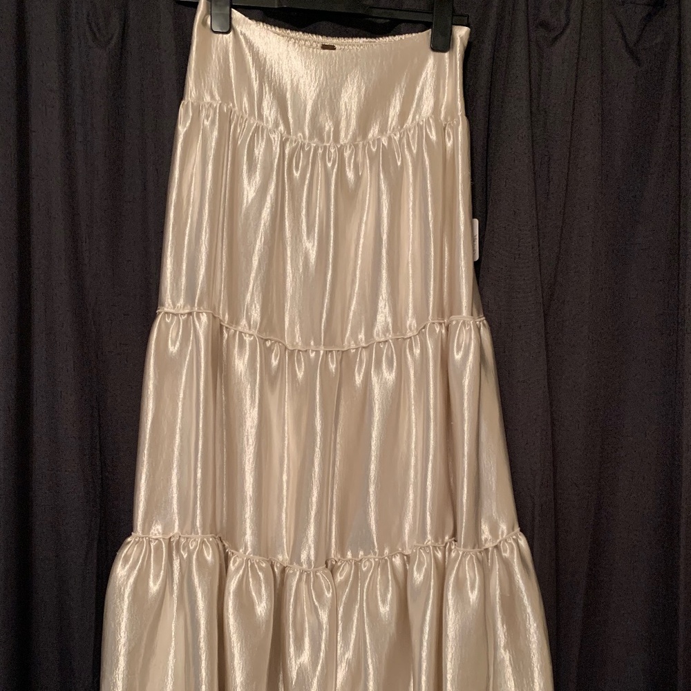 Free people iridescent white midi skirt